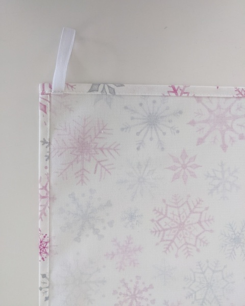 Pink and Grey Snowflake Christmas Tea Towel